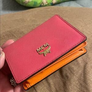 MCM Coral and Tangerine Card Holder compact wallet